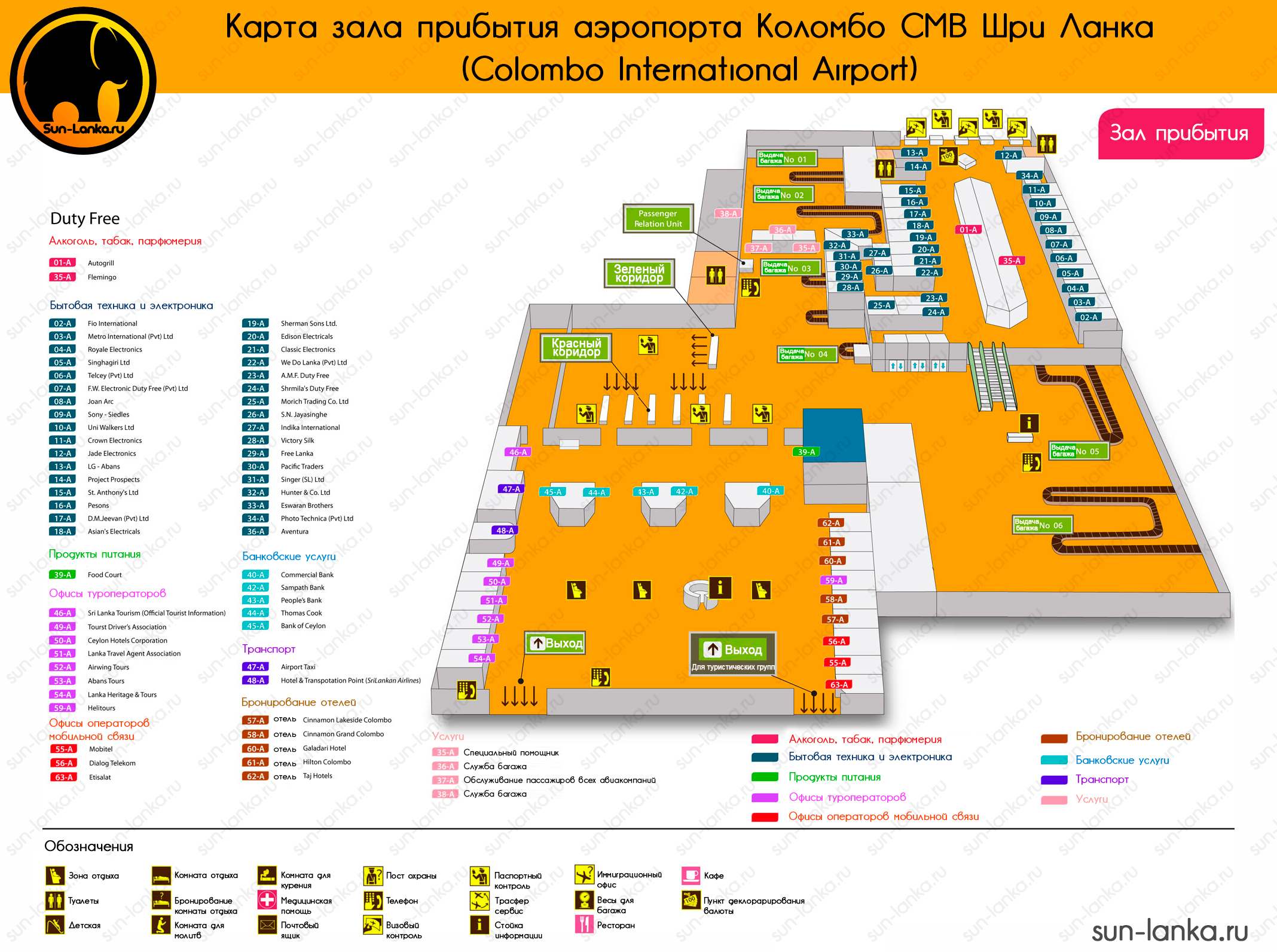 Карта зоны прибытия аэропорта Коломбо, Шри-Ланка