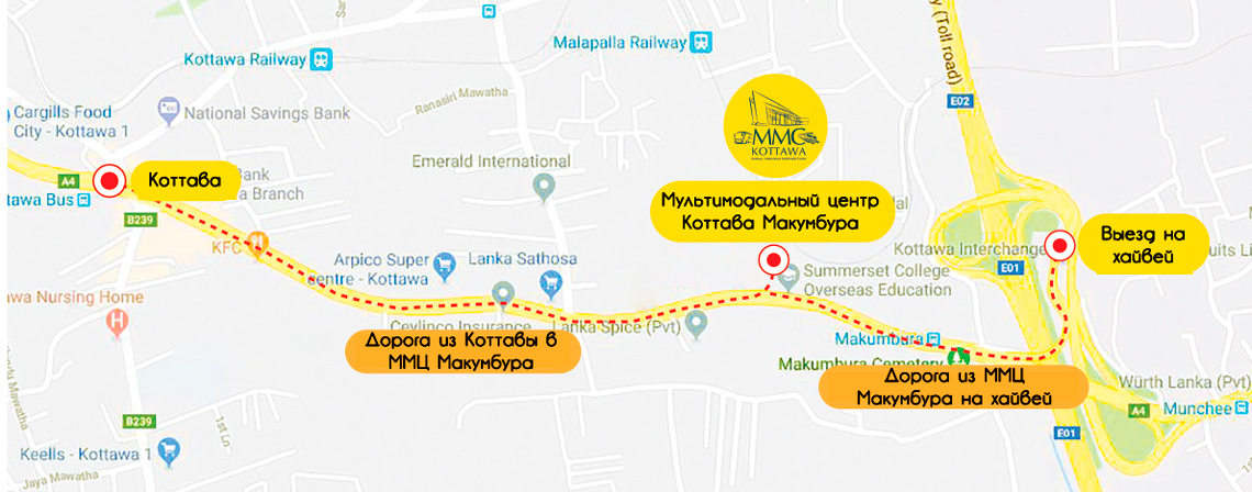 Карта Мультимодального центра Макамбура, Коломбо, Шри-Ланка